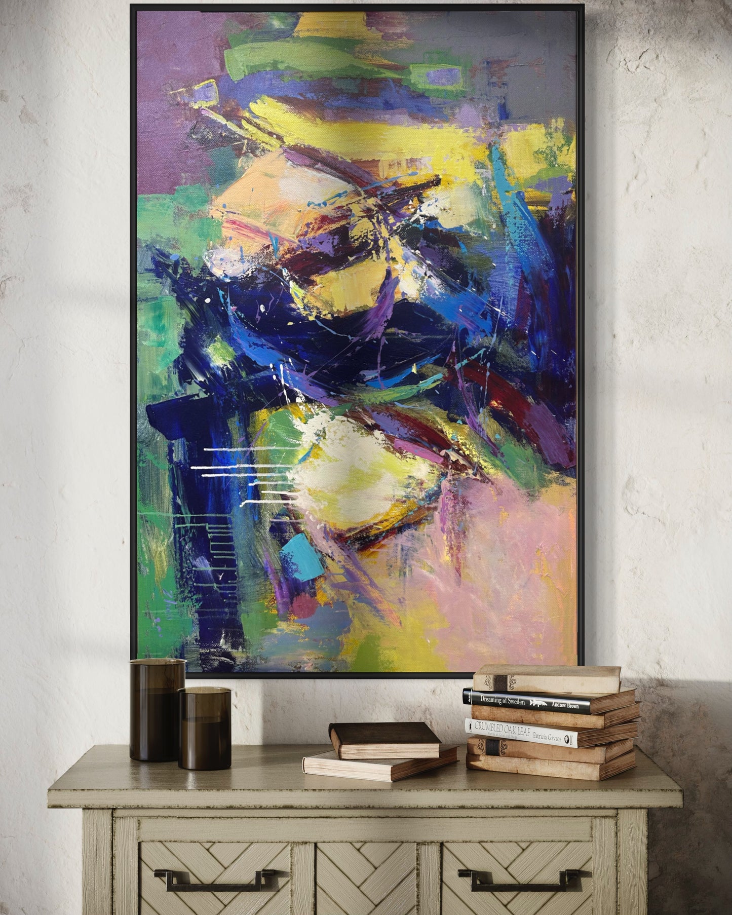 Large Colorful Vibrant Abstract Fine Art Oil Paintings On Canvas Living Room Wall Art