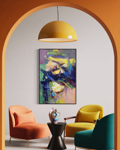 Large Colorful Vibrant Abstract Fine Art Oil Paintings On Canvas Living Room Wall Art