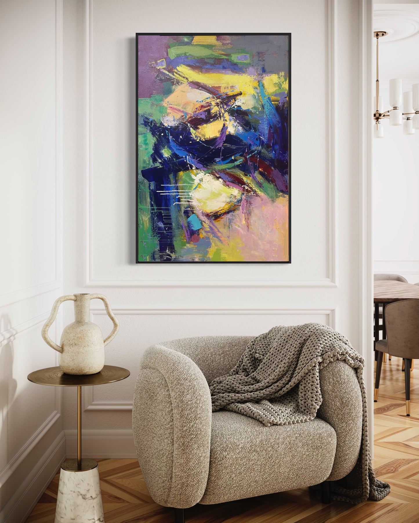 Large Colorful Vibrant Abstract Fine Art Oil Paintings On Canvas Living Room Wall Art