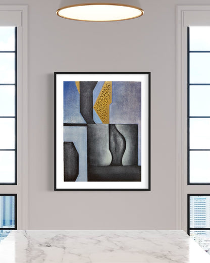 Large Blue Black Golden Colorful Abstract Acrylic Paintings On Canvas Living Room Wall Art