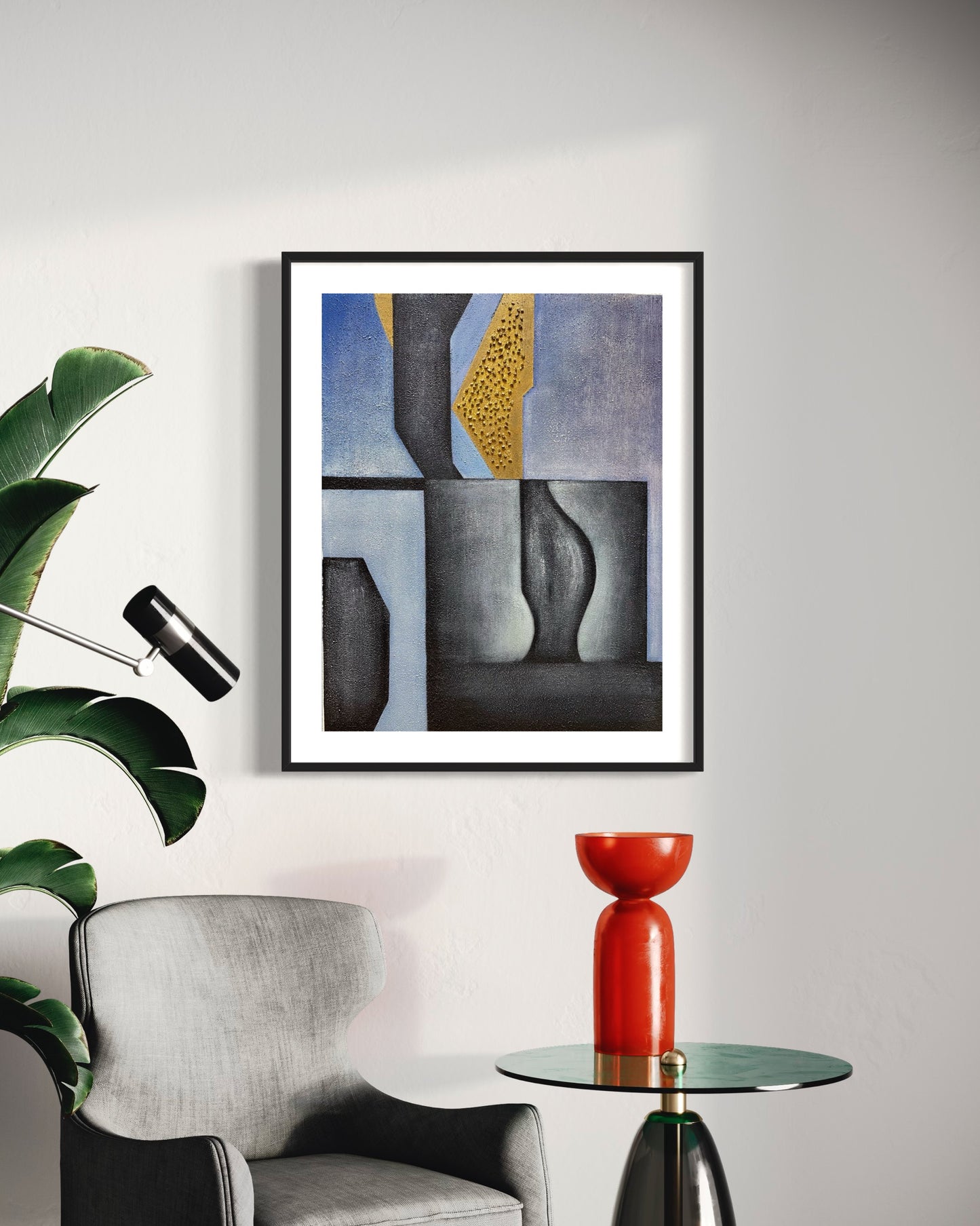 Large Blue Black Golden Colorful Abstract Acrylic Paintings On Canvas Living Room Wall Art