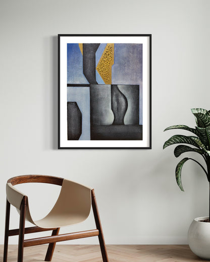 Large Blue Black Golden Colorful Abstract Acrylic Paintings On Canvas Living Room Wall Art