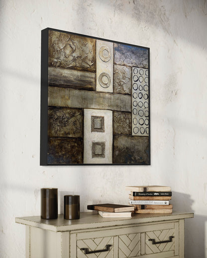 3D Metal Style Large Geometry Abstract Fine Art Oil Paintings On Canvas Living Room Wall Art