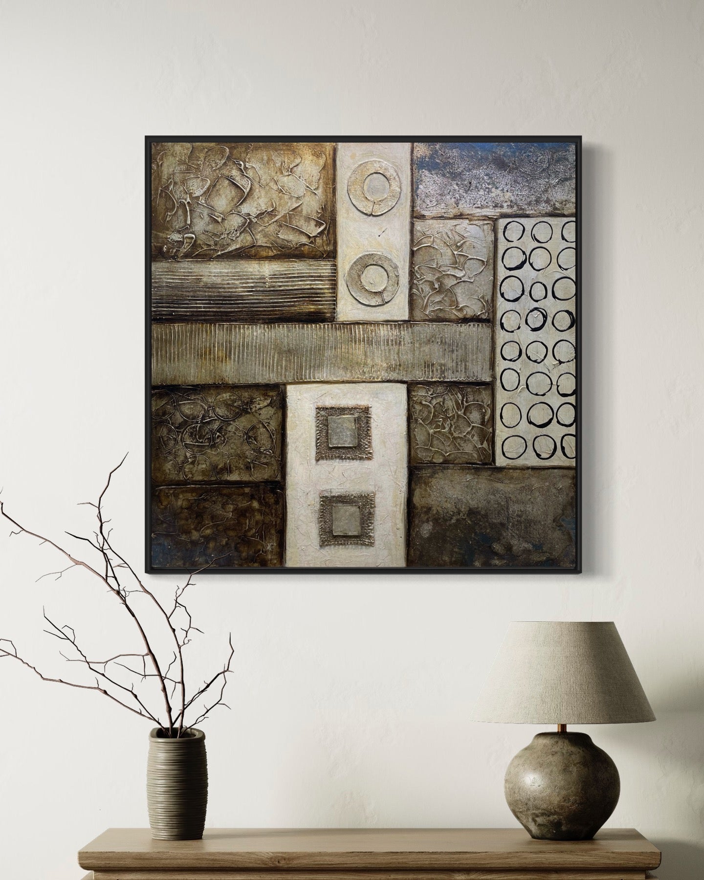 3D Metal Style Large Geometry Abstract Fine Art Oil Paintings On Canvas Living Room Wall Art