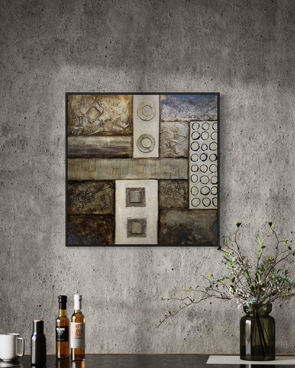 3D Metal Style Large Geometry Abstract Fine Art Oil Paintings On Canvas Living Room Wall Art