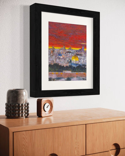 Dramatic Sunset Cityscape Oil Painting