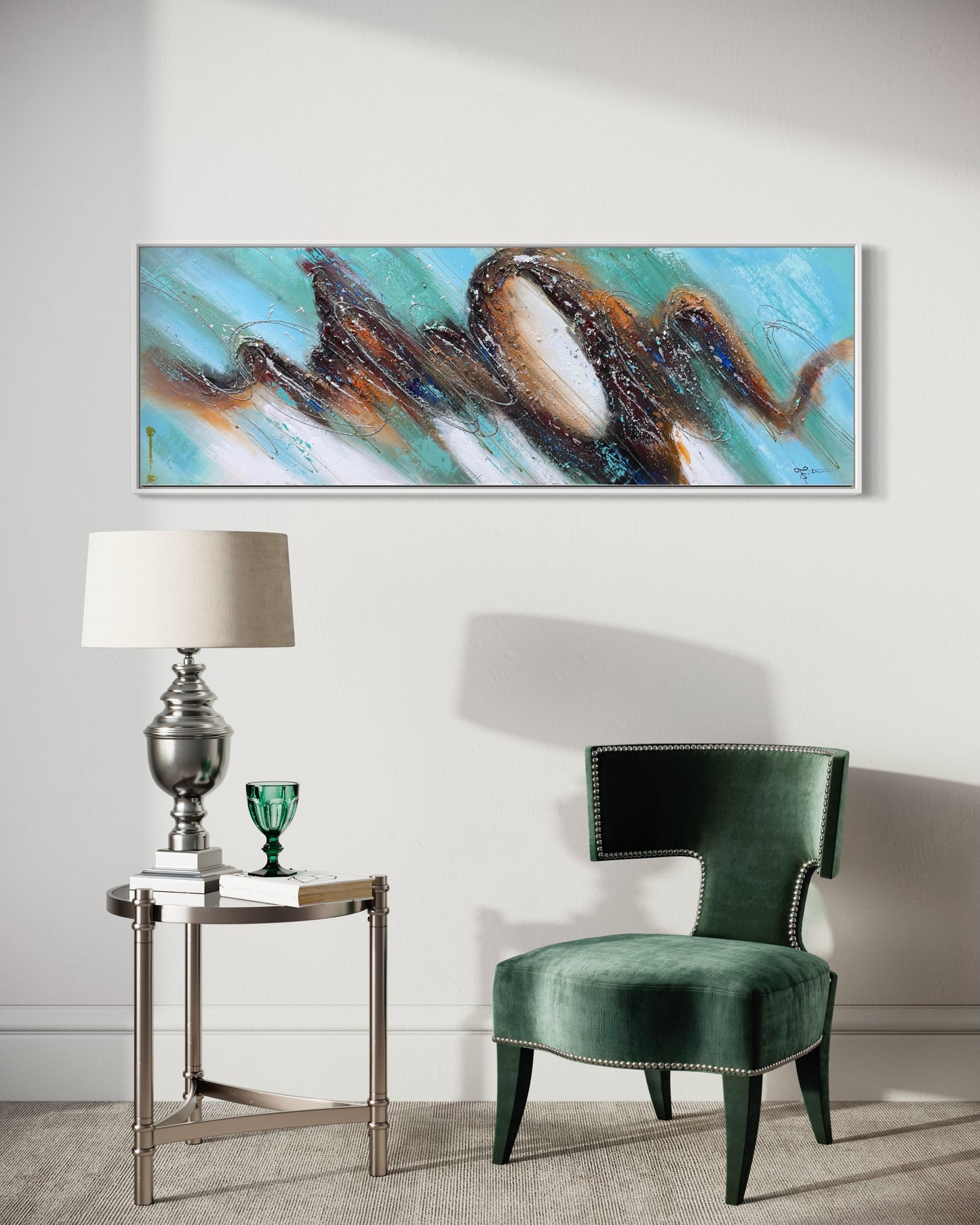 3D Large Blue Colorful Abstract Fine Art Oil Paintings On Canvas Living Room Wall Art