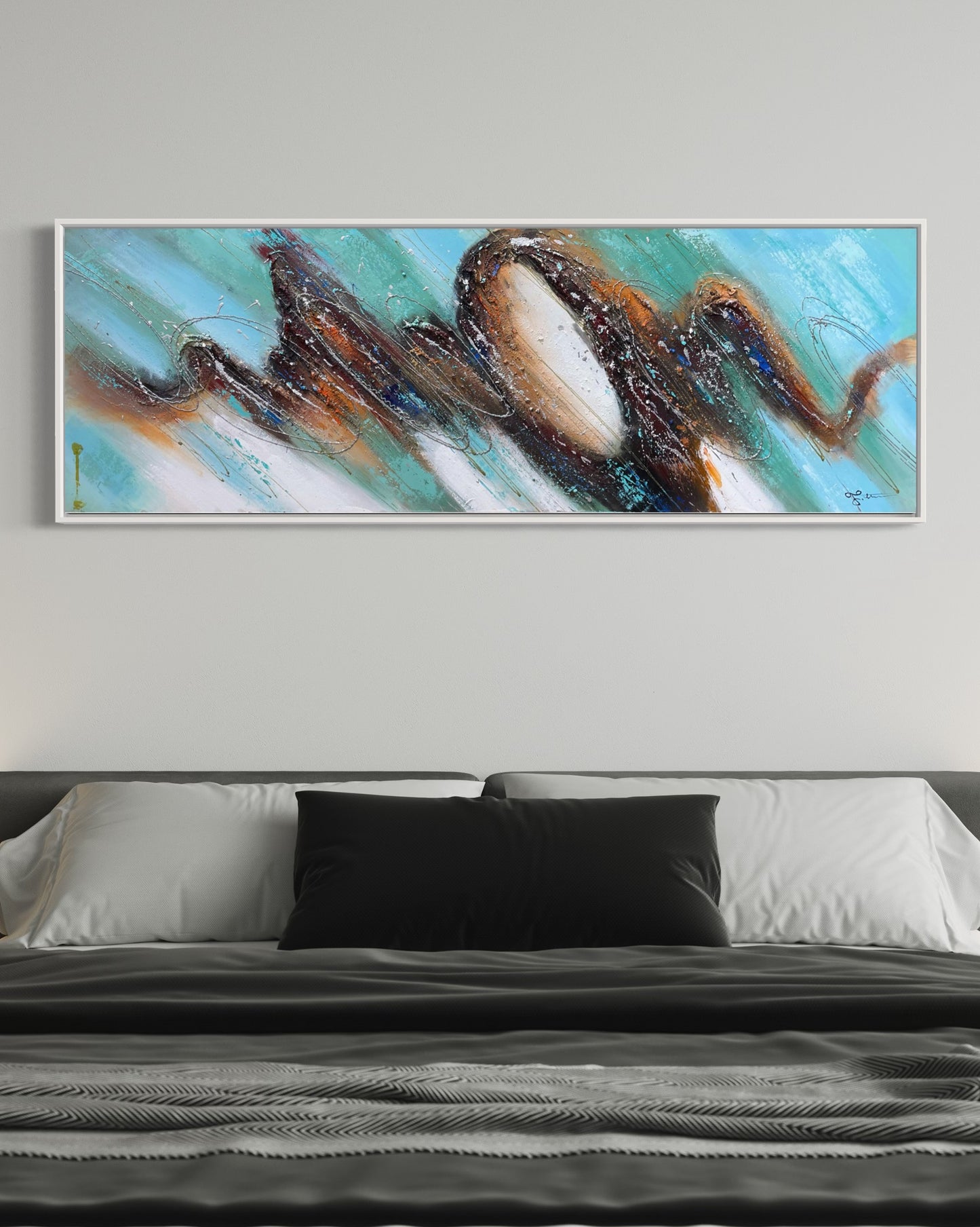 3D Large Blue Colorful Abstract Fine Art Oil Paintings On Canvas Living Room Wall Art