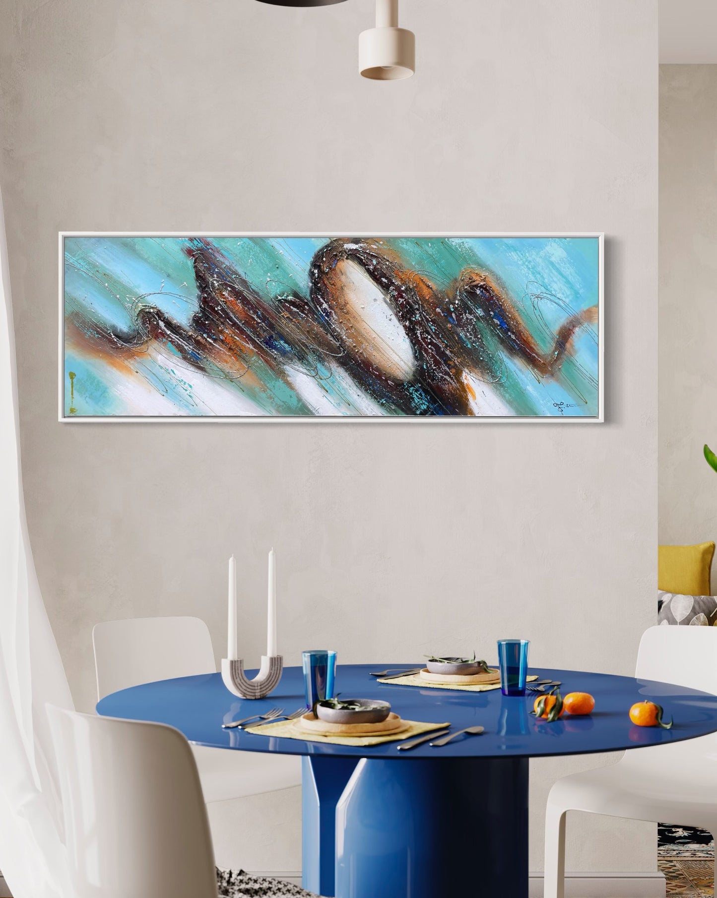 3D Large Blue Colorful Abstract Fine Art Oil Paintings On Canvas Living Room Wall Art