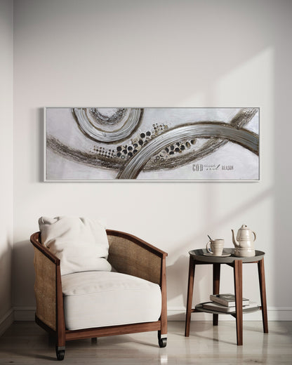 Large Silver Fancy Abstract Fine Art 3D Paintings On Canvas Living Room Wall Art