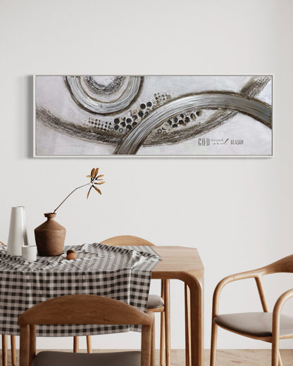 Large Silver Fancy Abstract Fine Art 3D Paintings On Canvas Living Room Wall Art