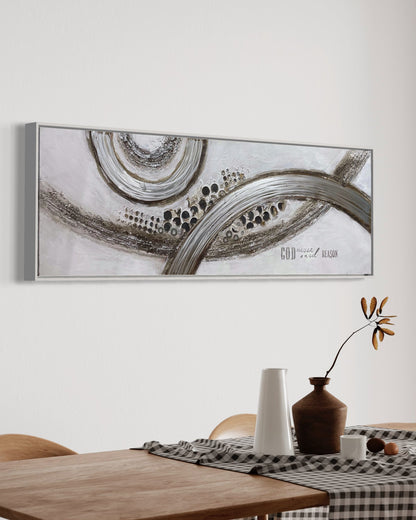 Large Silver Fancy Abstract Fine Art 3D Paintings On Canvas Living Room Wall Art