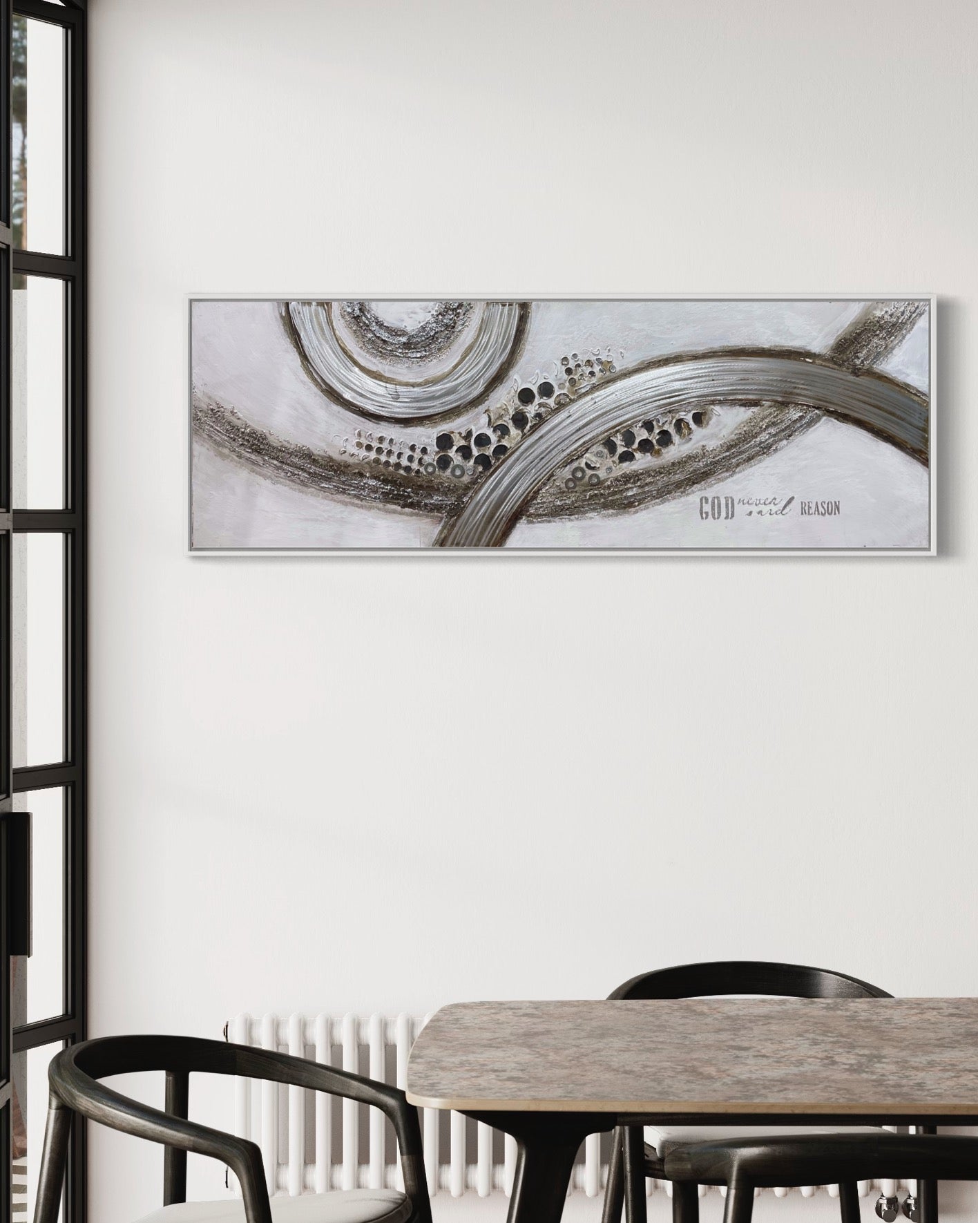 Large Silver Fancy Abstract Fine Art 3D Paintings On Canvas Living Room Wall Art