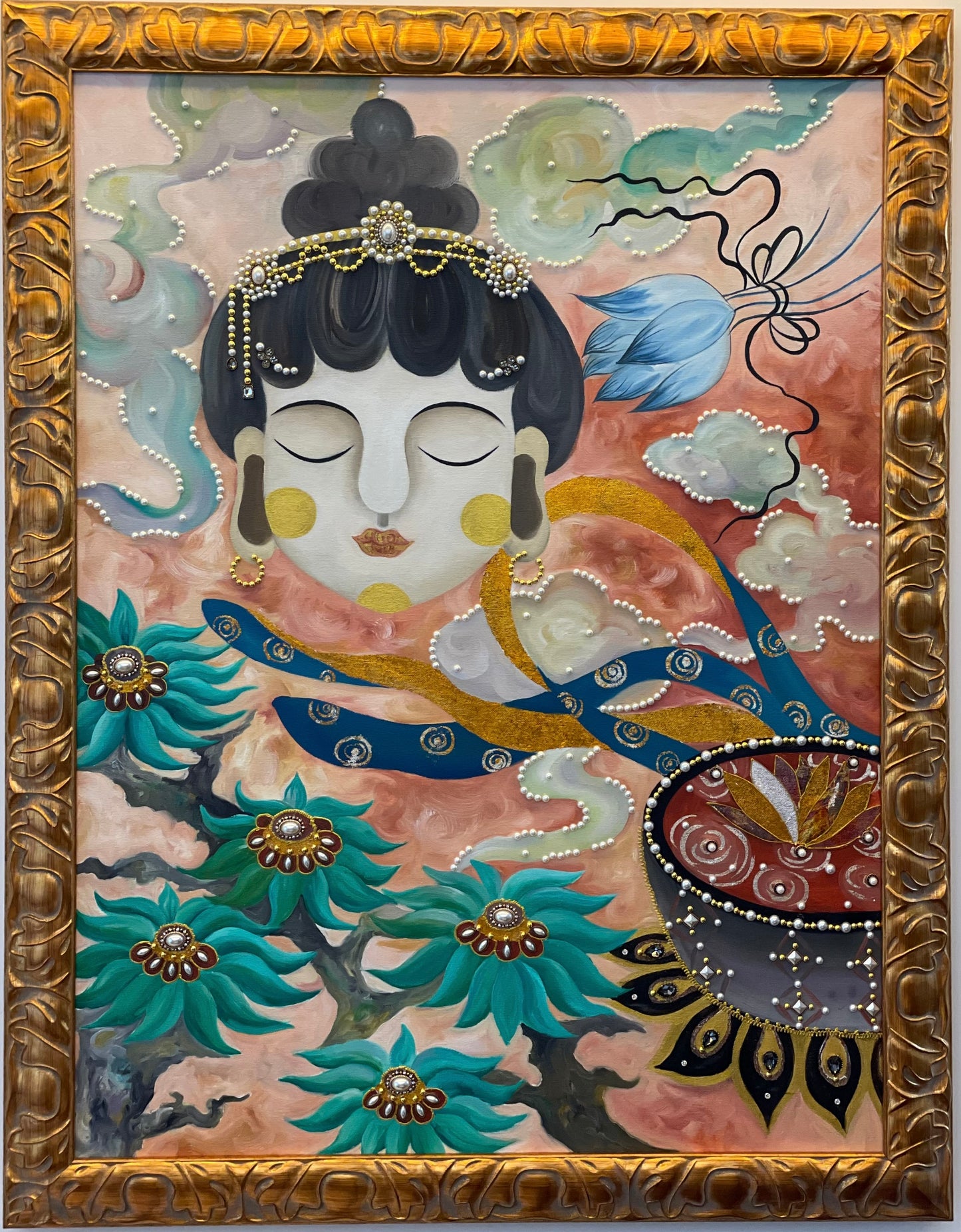 Dunhuang series "Beautiful" Composite Material Acrylic on Canvas Original Chinese Artist Painting