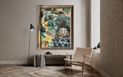 Dunhuang series " The mountains " Composite Material Acrylic on Canvas Original Chinese Artist Painting