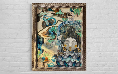 Dunhuang series " The mountains " Composite Material Acrylic on Canvas Original Chinese Artist Painting