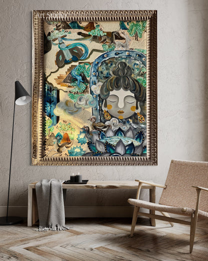 Dunhuang series " The mountains " Composite Material Acrylic on Canvas Original Chinese Artist Painting