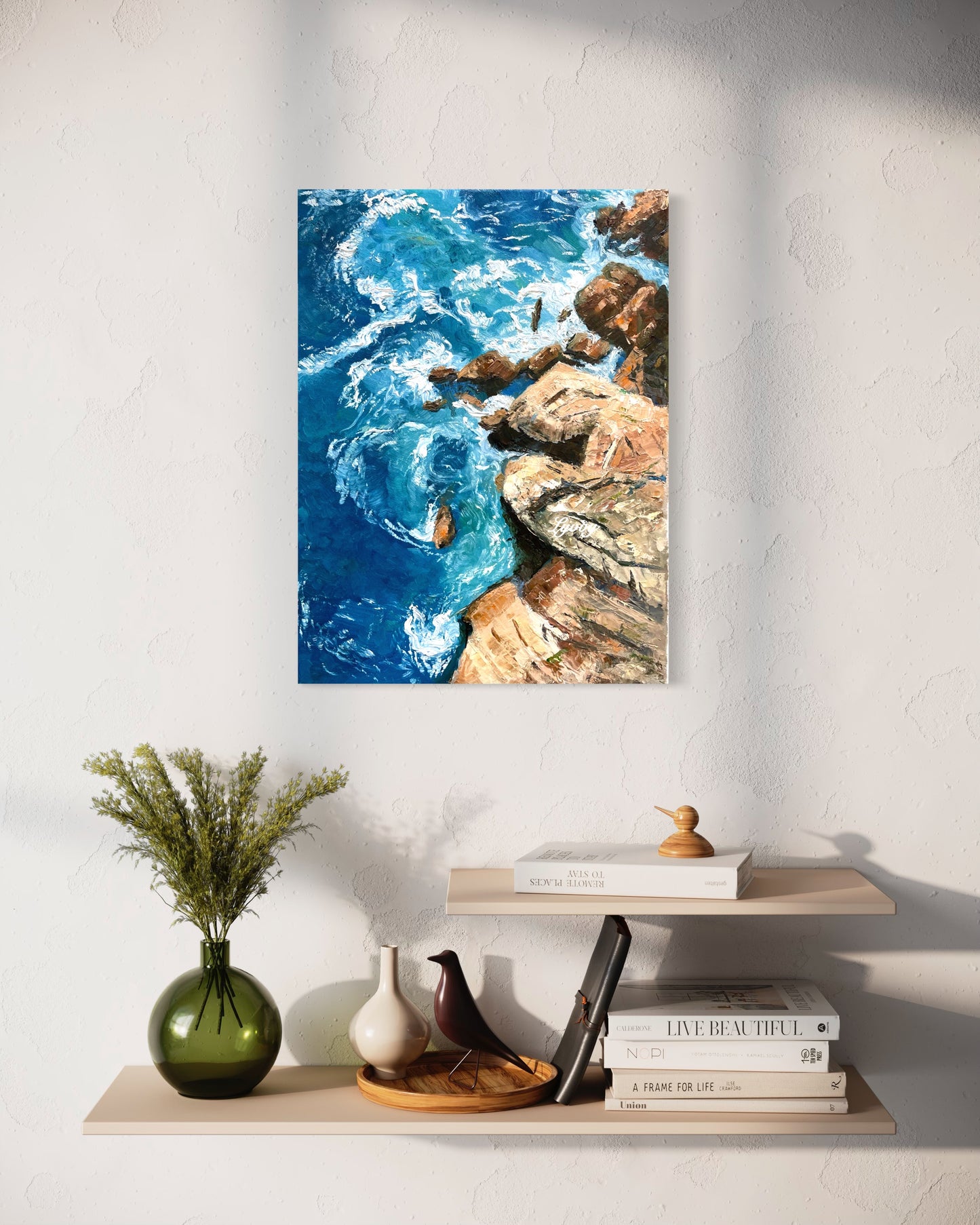 Rocky Shoreline with Waves Oil Painting