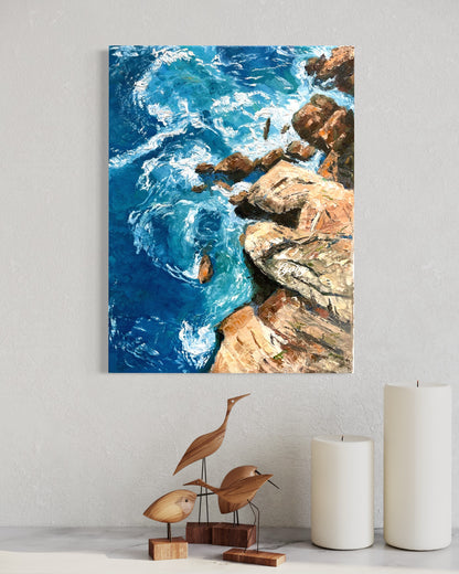 Rocky Shoreline with Waves Oil Painting