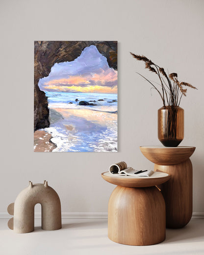 Seaside Cave at Sunset Oil Painting