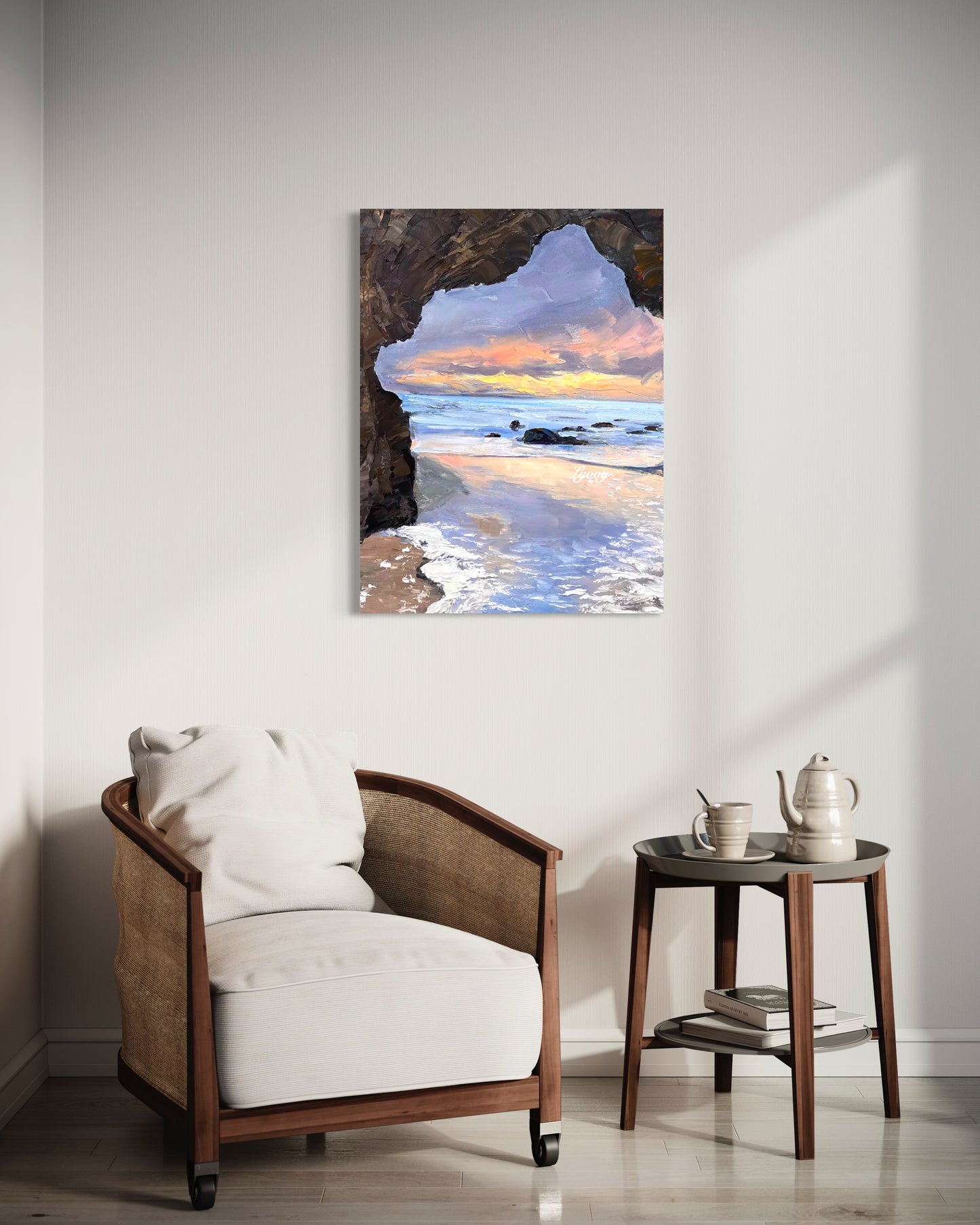 Seaside Cave at Sunset Oil Painting