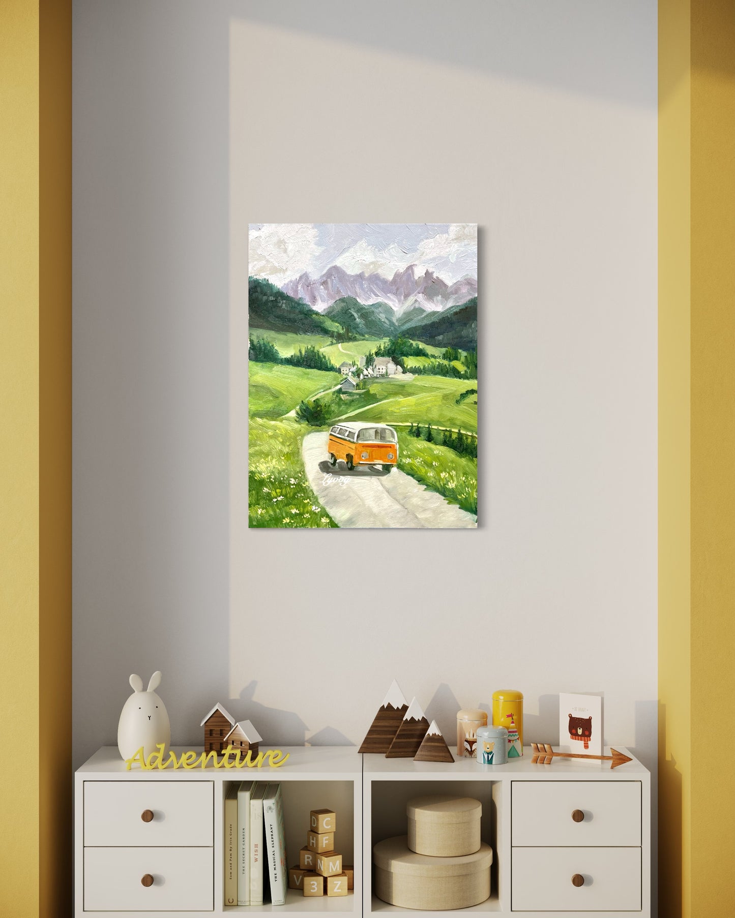 Idyllic Countryside with Yellow Van Oil Painting