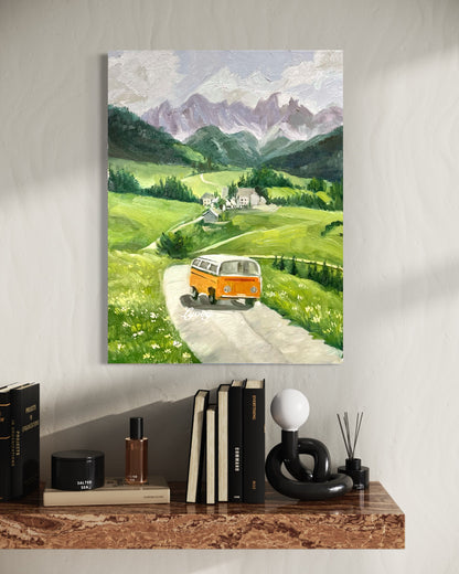 Idyllic Countryside with Yellow Van Oil Painting