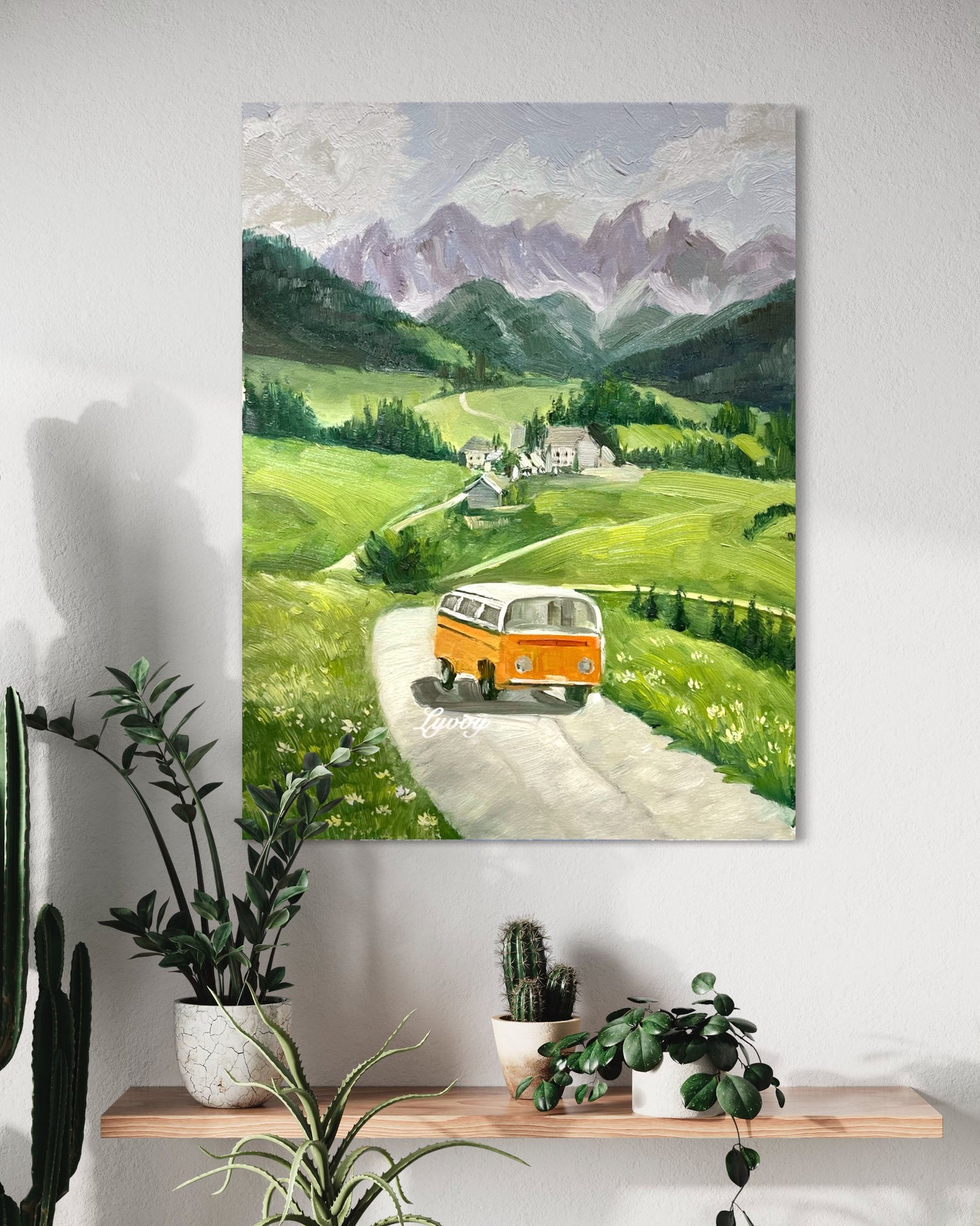 Idyllic Countryside with Yellow Van Oil Painting