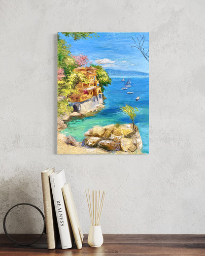 Mediterranean Coastal Scene Oil Painting