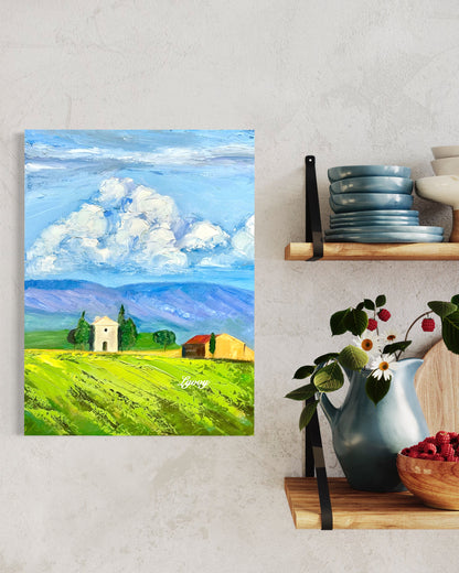 Countryside Landscape with Farmhouses Oil Painting