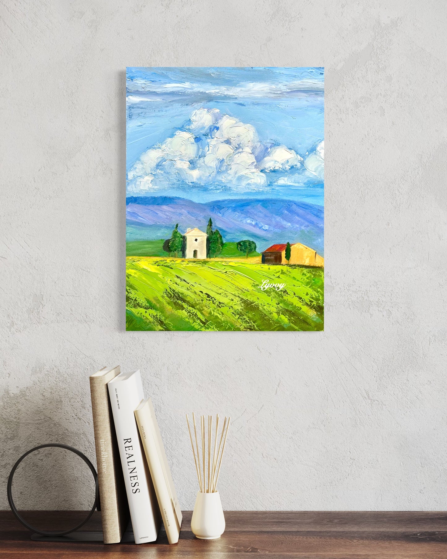 Countryside Landscape with Farmhouses Oil Painting