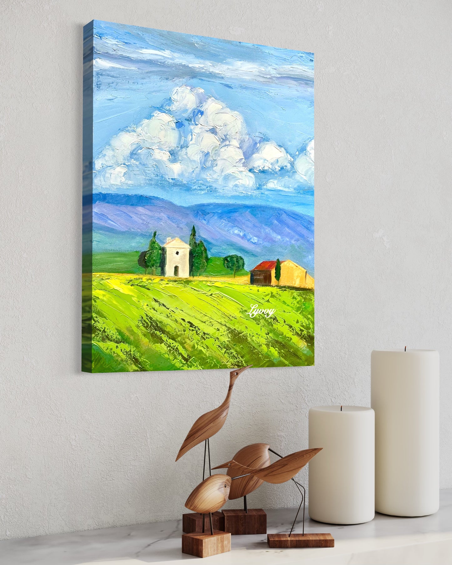 Countryside Landscape with Farmhouses Oil Painting