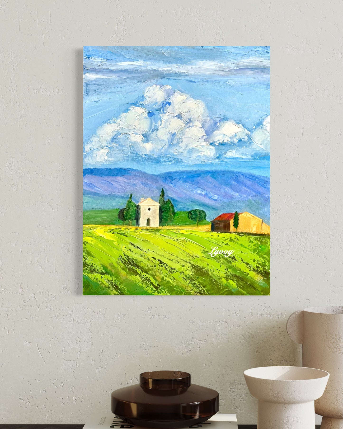 Countryside Landscape with Farmhouses Oil Painting