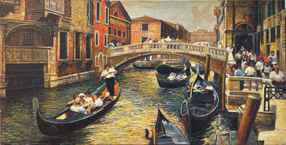 Venetian Canal Scene Oil Painting