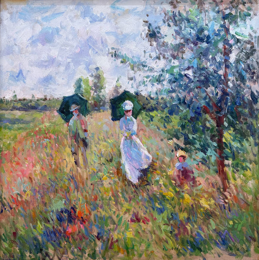 Claude Monet's Taking a Walk in Argenteuil Oil Painting