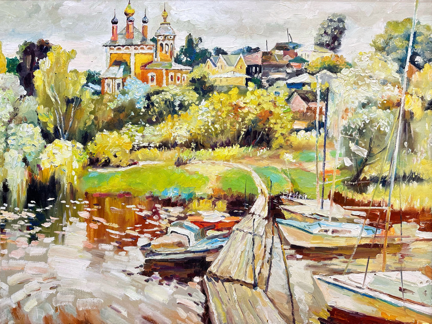 Serene River Landscape Oil Painting