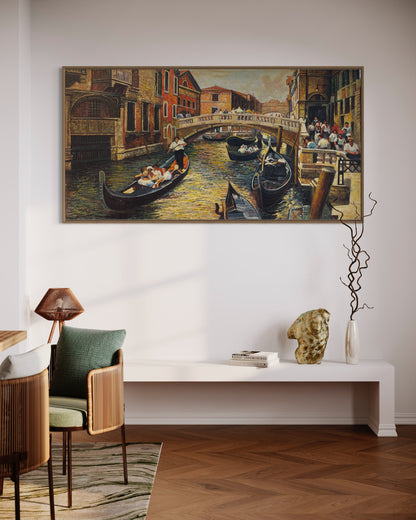 Venetian Canal Scene Oil Painting