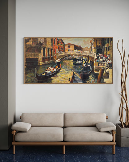 Venetian Canal Scene Oil Painting