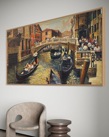 Venetian Canal Scene Oil Painting