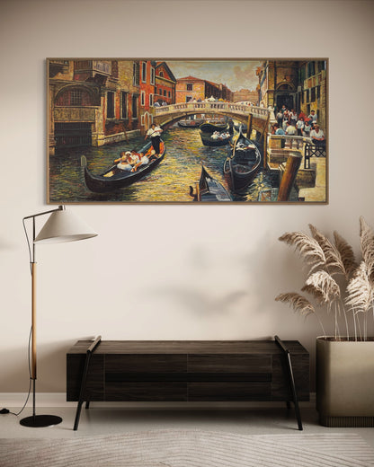 Venetian Canal Scene Oil Painting