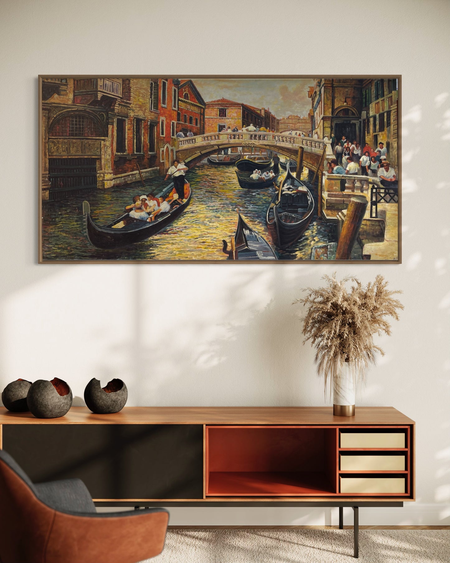 Venetian Canal Scene Oil Painting