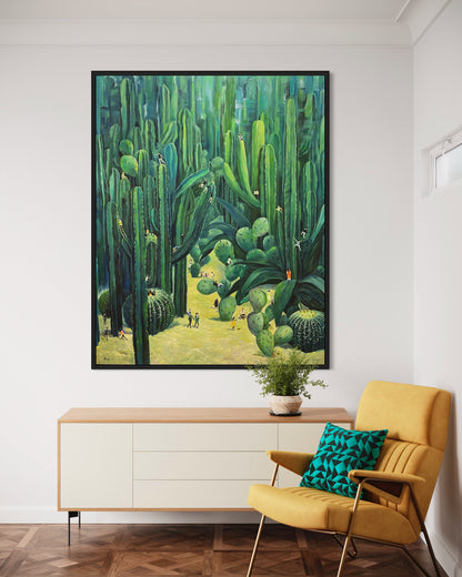 Lush Cactus Garden Oil Painting