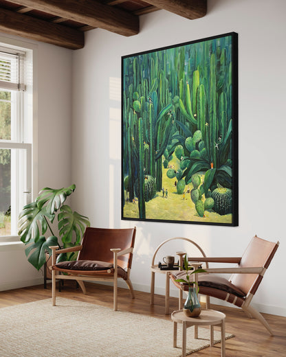 Lush Cactus Garden Oil Painting