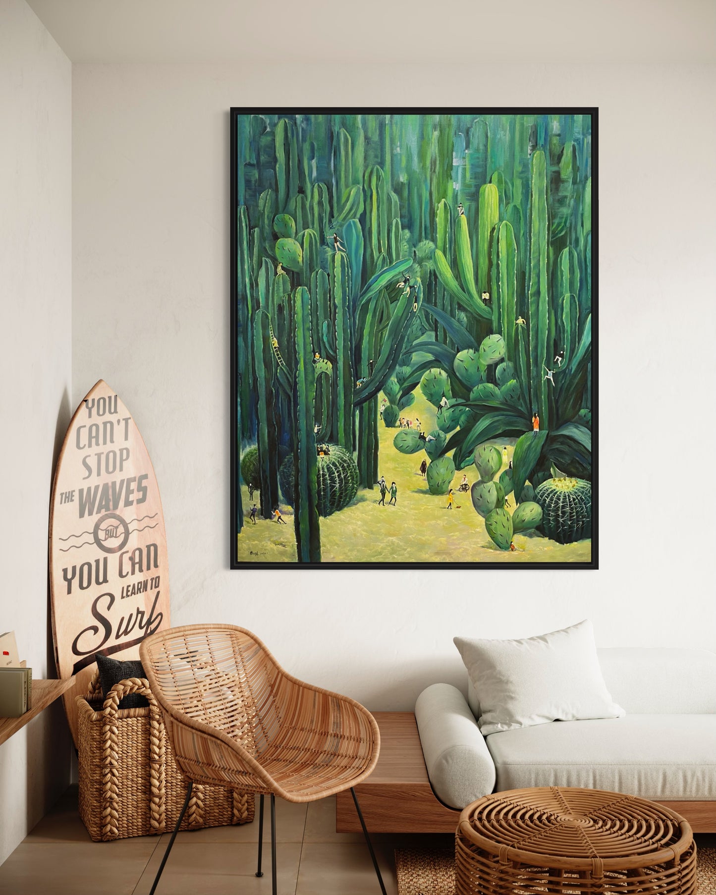 Lush Cactus Garden Oil Painting