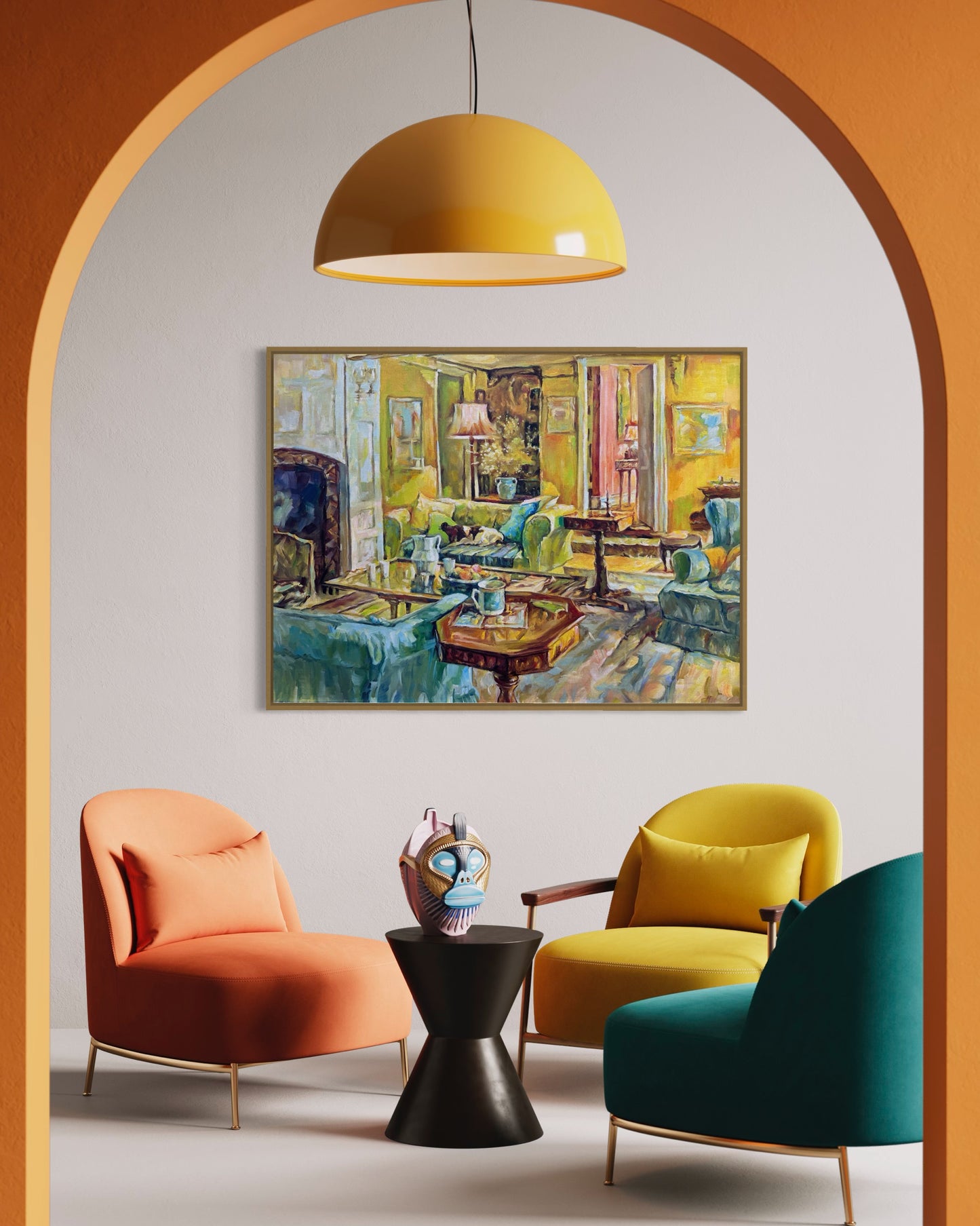 Cozy Living Room Scene Oil Painting