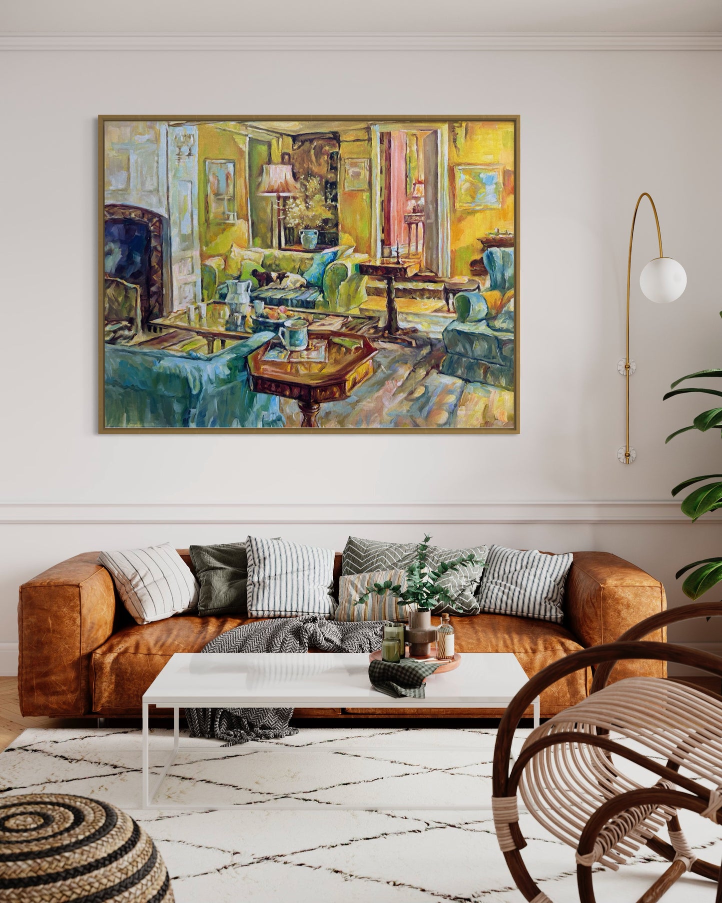 Cozy Living Room Scene Oil Painting