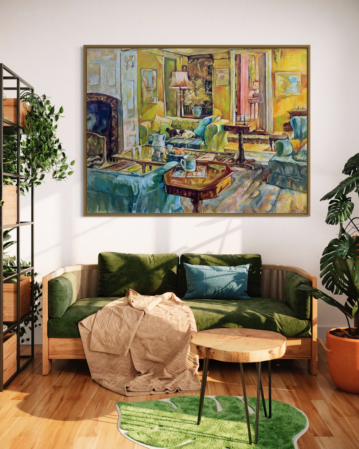 Cozy Living Room Scene Oil Painting