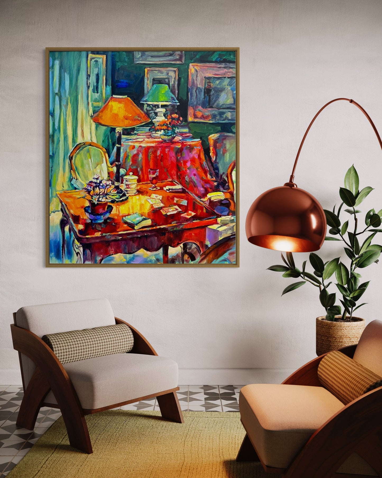 Living Room Still Life Scene Oil Painting