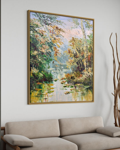 Landscape Painting Pond Trees Oil Painting