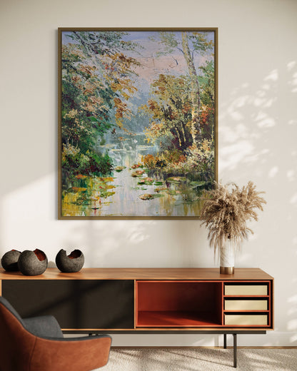 Landscape Painting Pond Trees Oil Painting